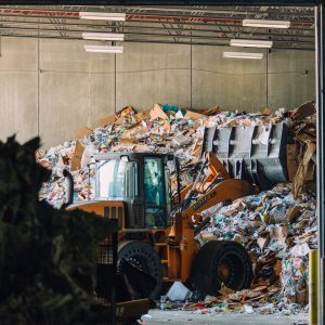 Payloader Moving Recyclables